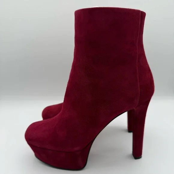 Gucci Kid Suede Red Platform Ankle Boots High Heel EU 37.5 US 7.5 - Picture 5 of 17